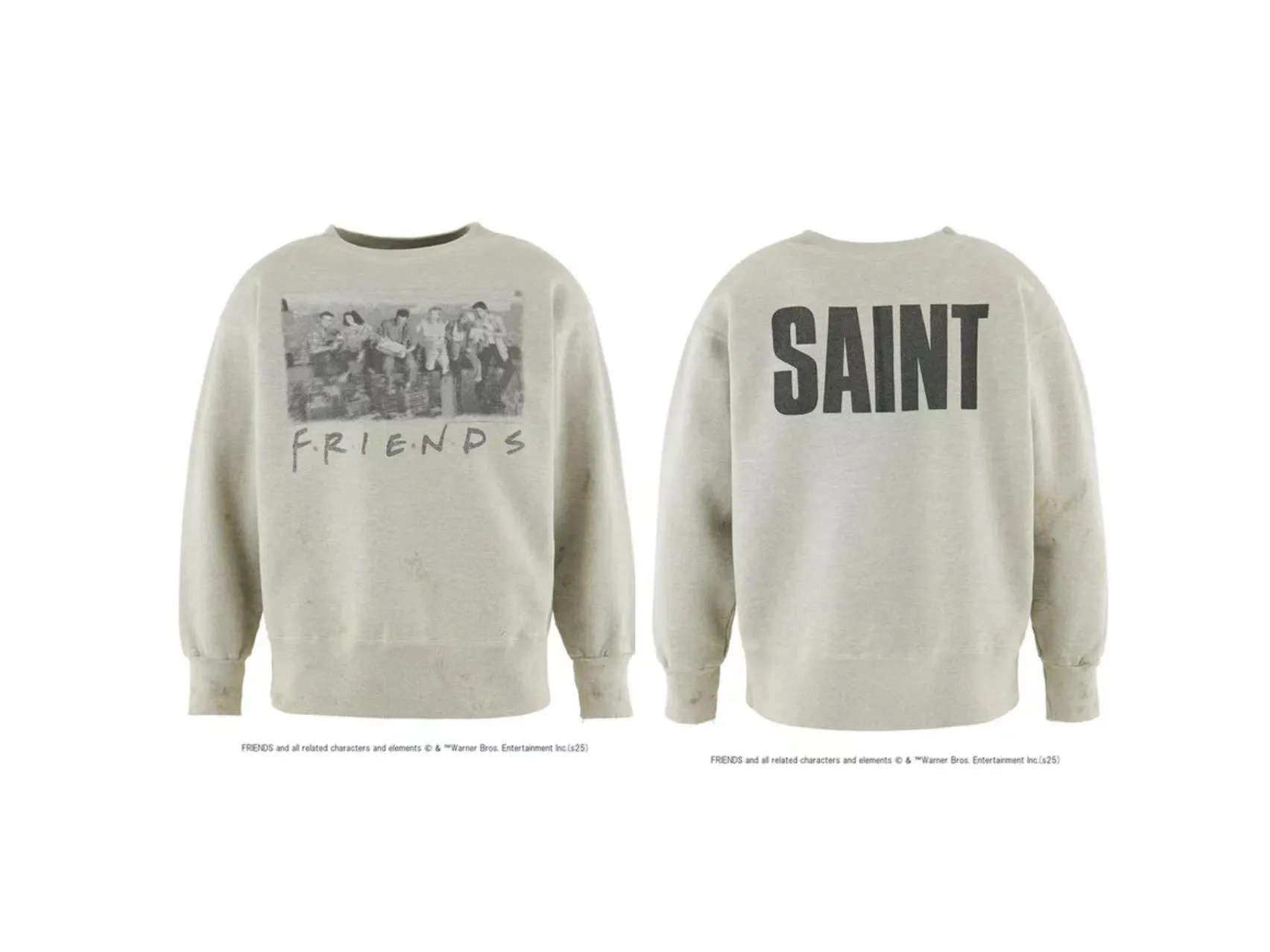 Spot ST1014 style gray P230 SAINT Mxxxxxx Friends FRD-GREW NECK SWEAT FRIENDS pullover sweatshirt size S-M-L-XL